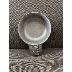 Vintage Carson Pewter Baby Bowl 6.5x2" With Bear Handle